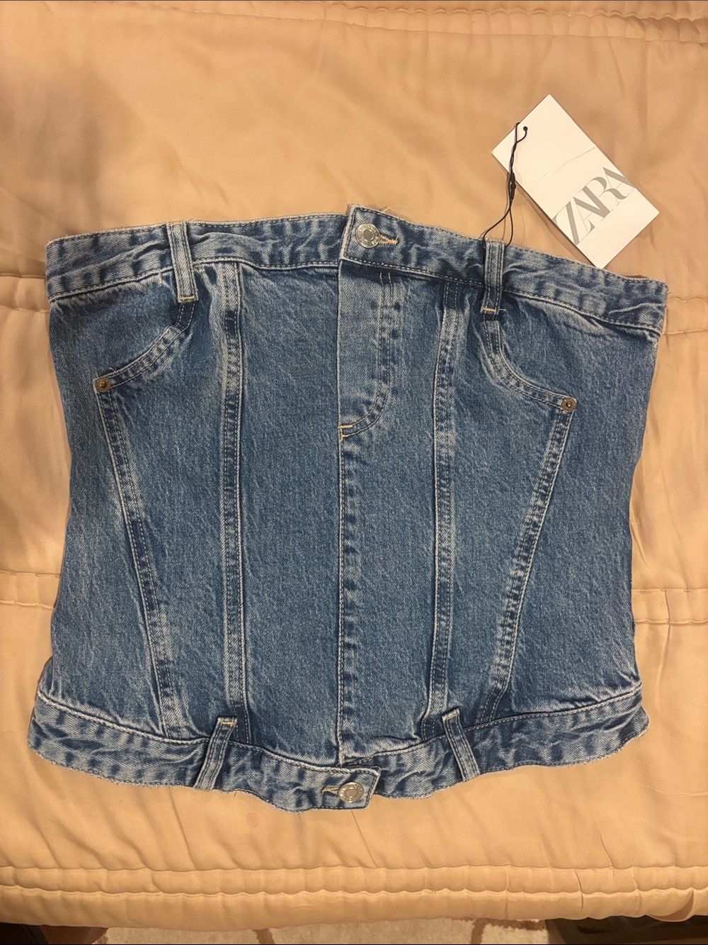 Zara Blue Denim Mini Tube Top